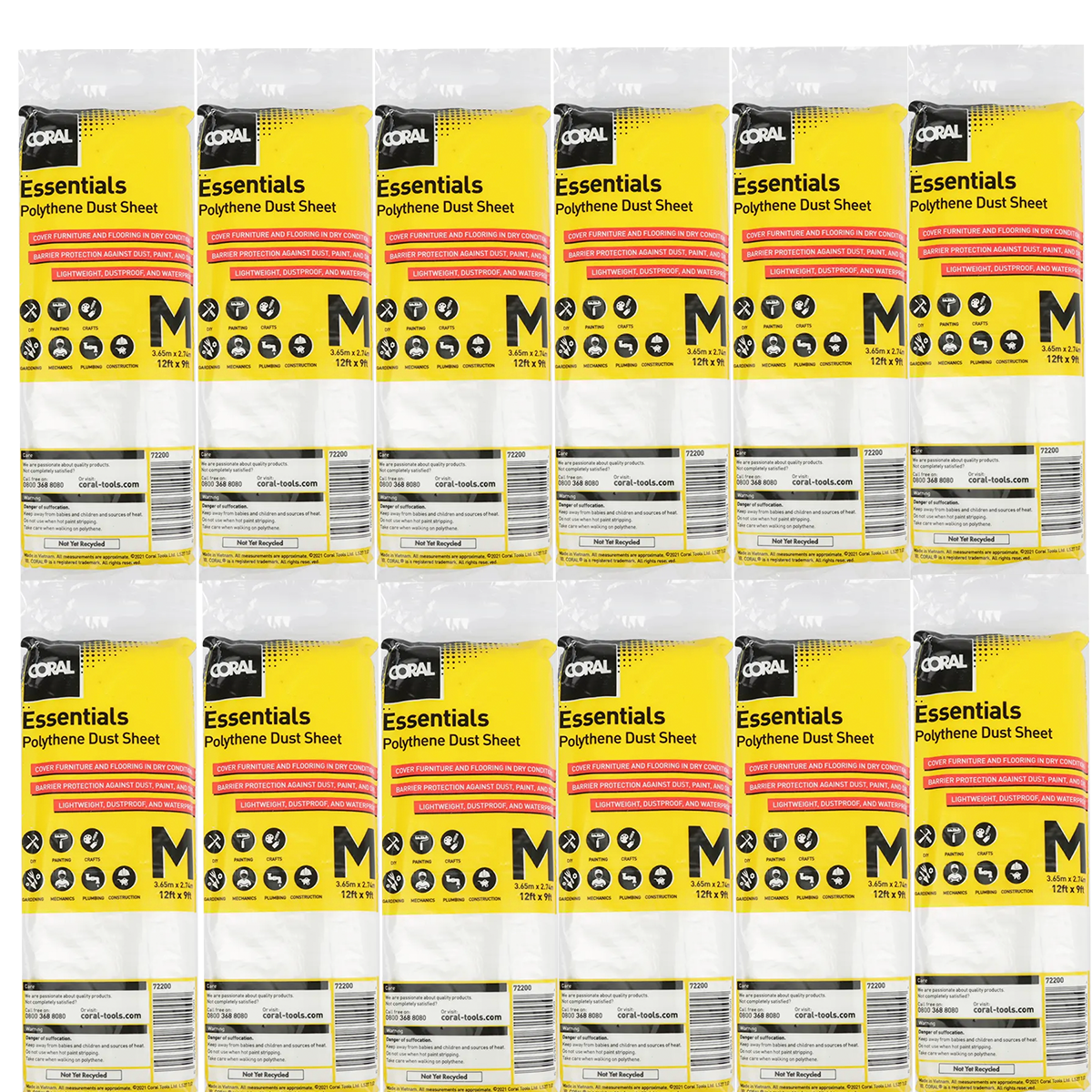 Coral Essential 12 x 9 Polythene Dust Sheet (Pack of 12)