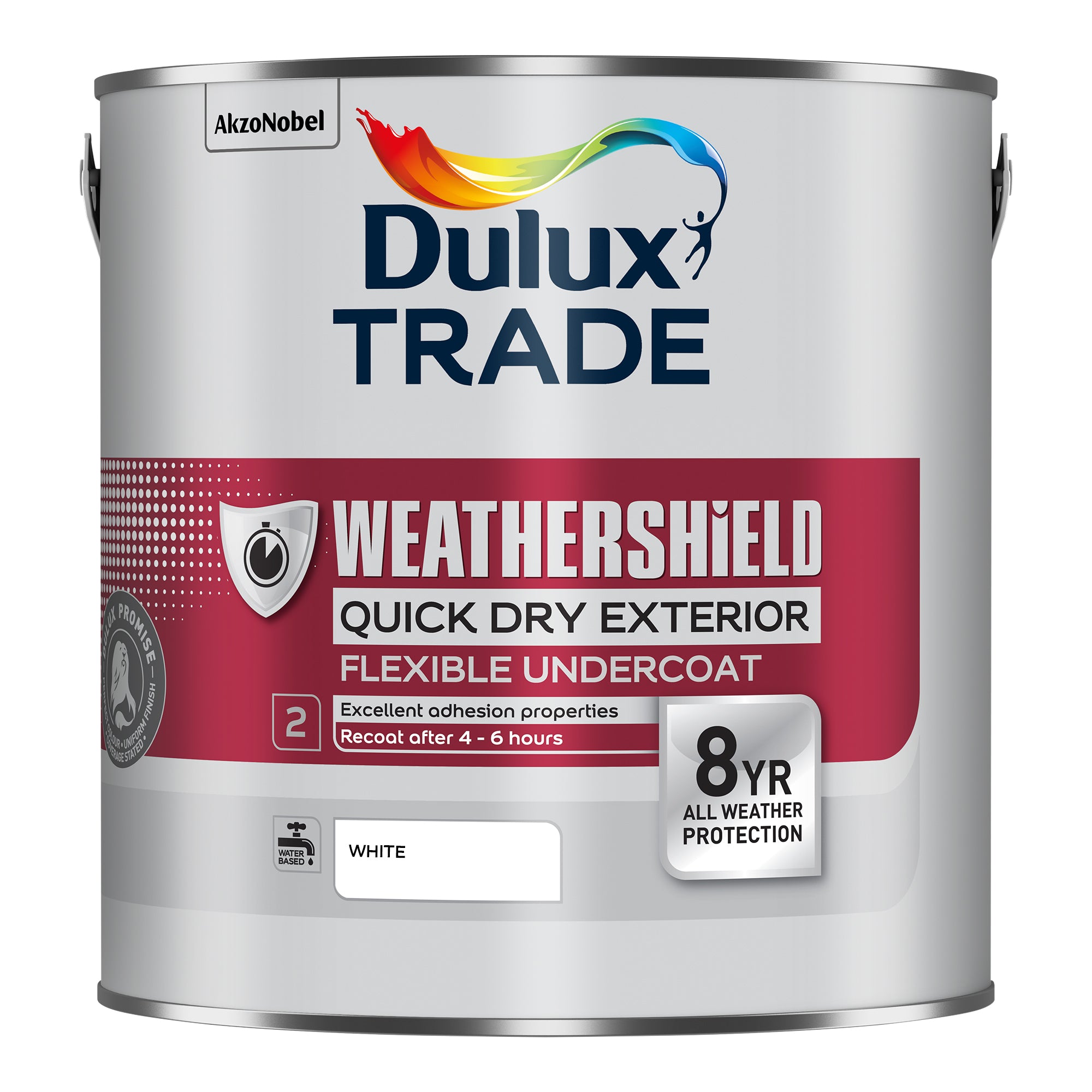 Dulux Trade Weathershield Quick Drying Exterior Flexible Undercoat White 2.5L