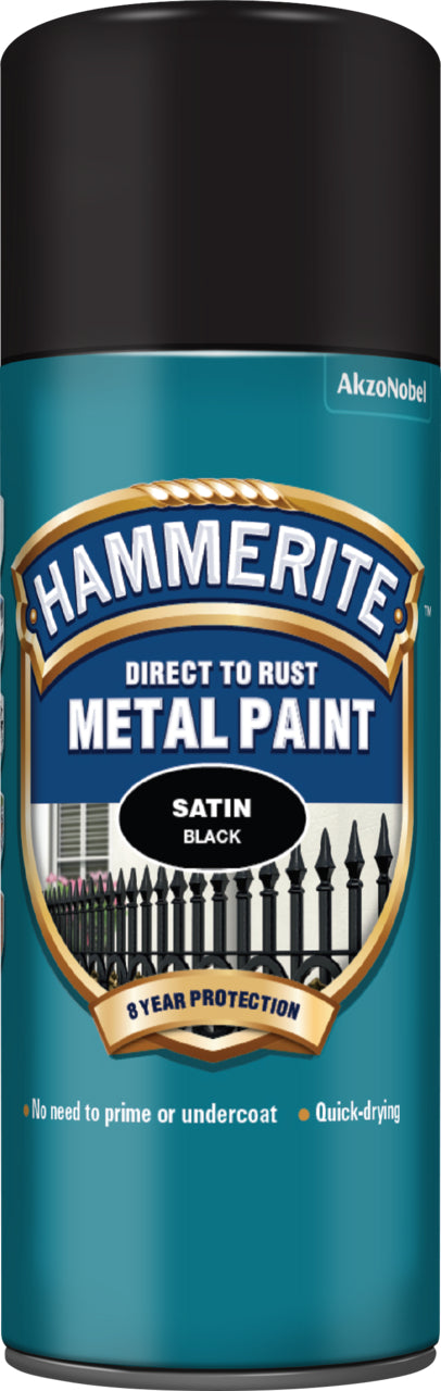 Hammerite Metal Paint Satin Black Aerosol 400ml