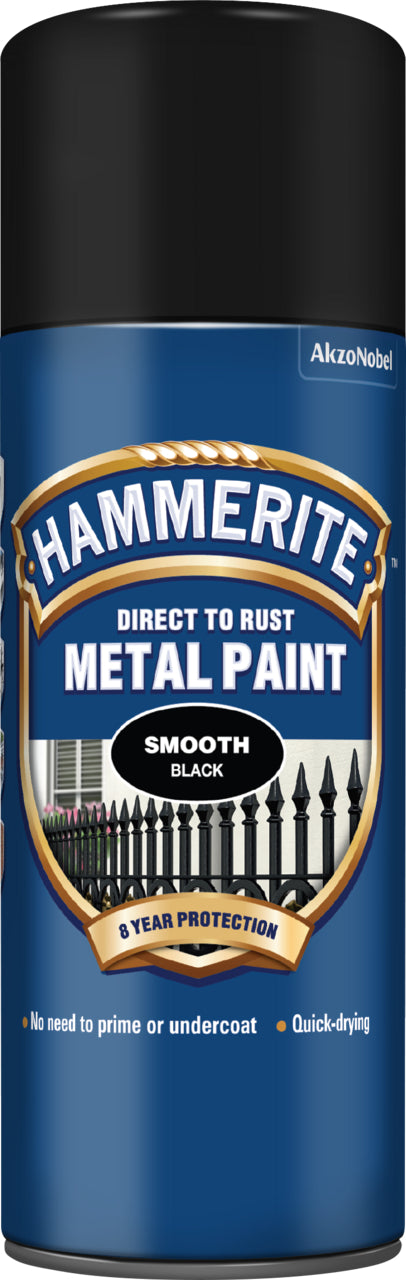 Hammerite Metal Paint Smooth Black Aerosol 400ml