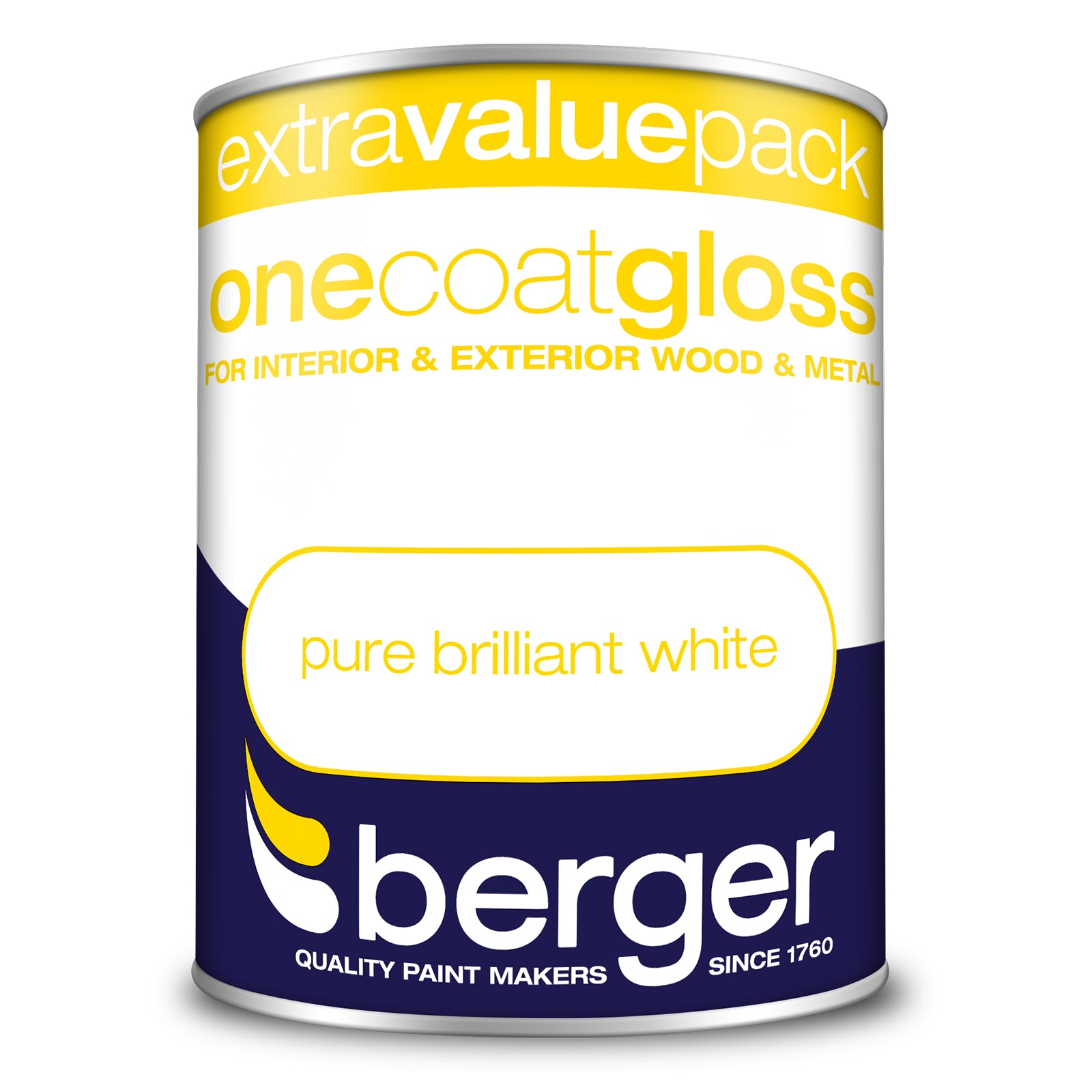 Berger One Coat Gloss Pure Brilliant White 1.25L