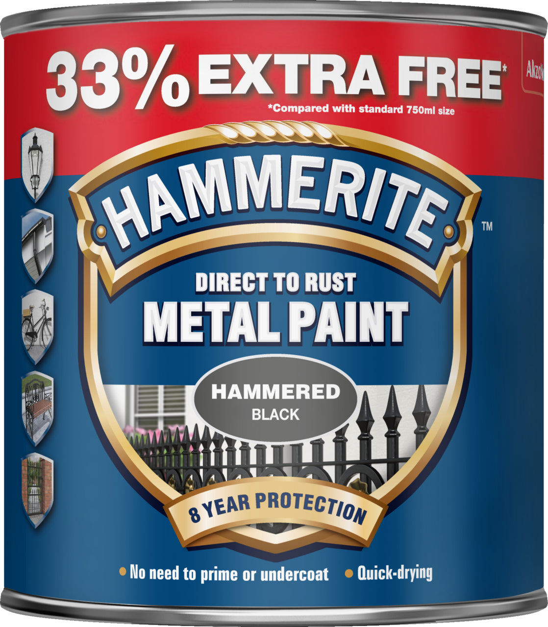 Hammerite Direct To Rust Metal Paint Hammered Finish 1L