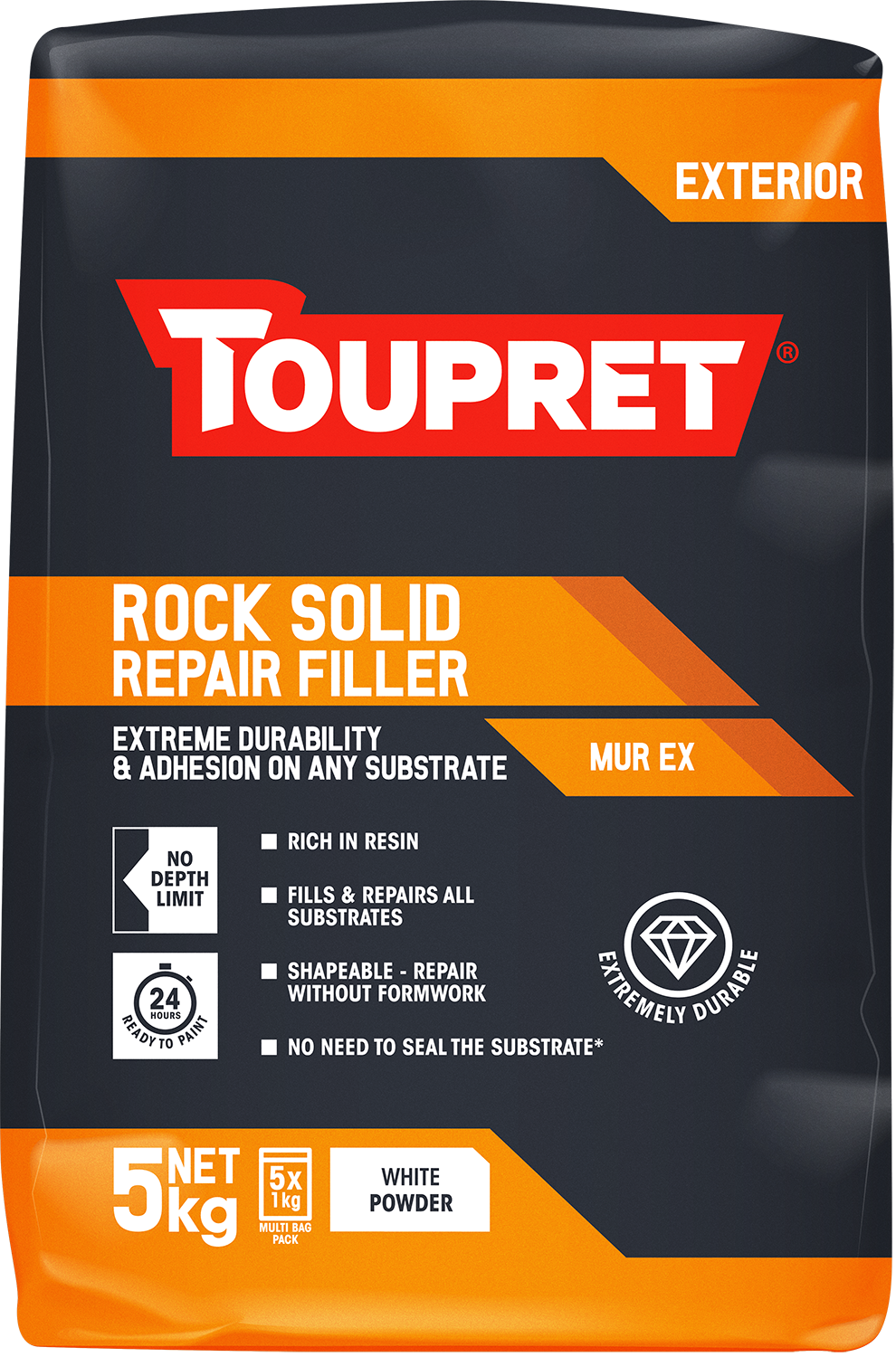 Toupret Rock Solid Repair Filler (Murex) 5x 1kg bag in bag