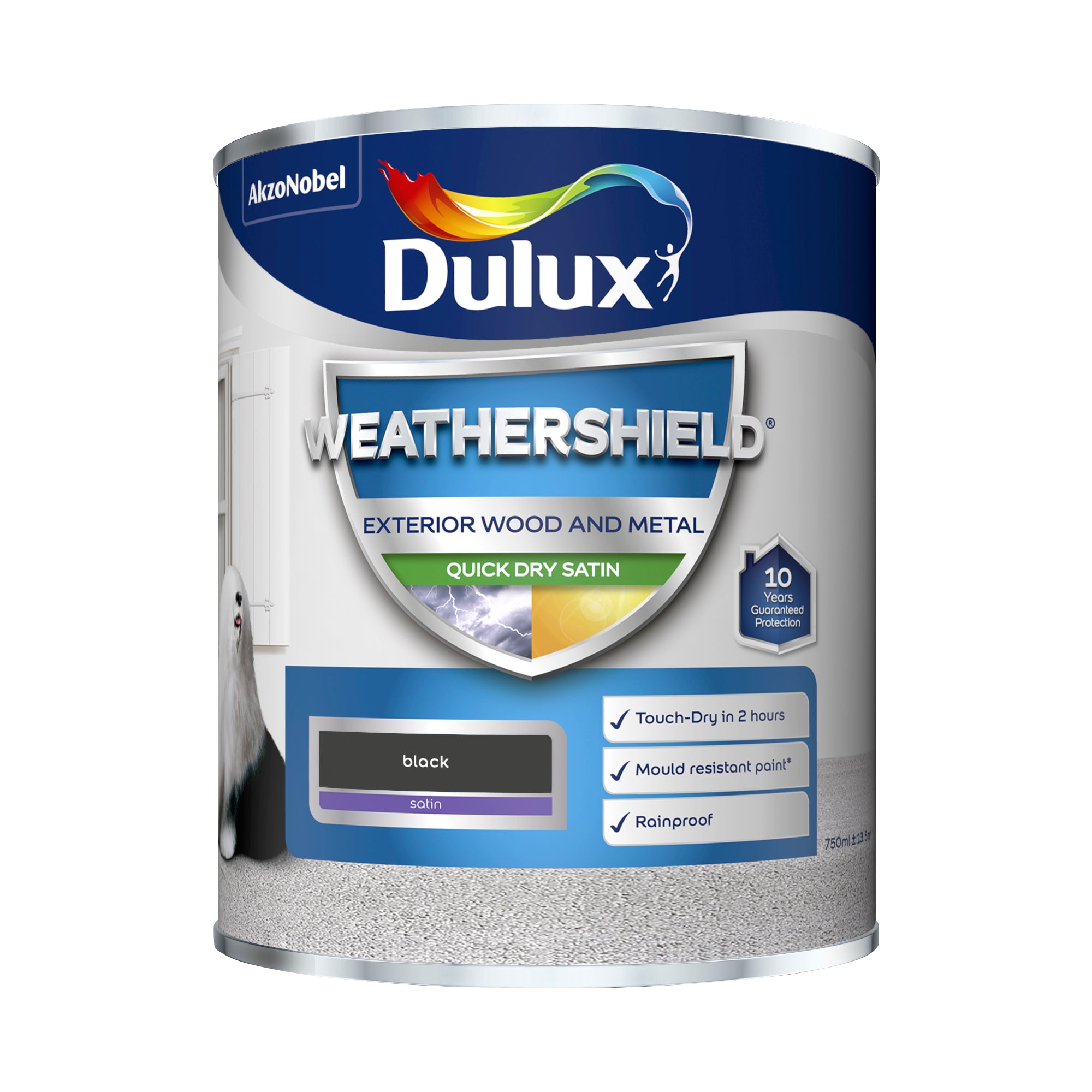 Dulux Weathershield Quick Dry Satin Black 750ml