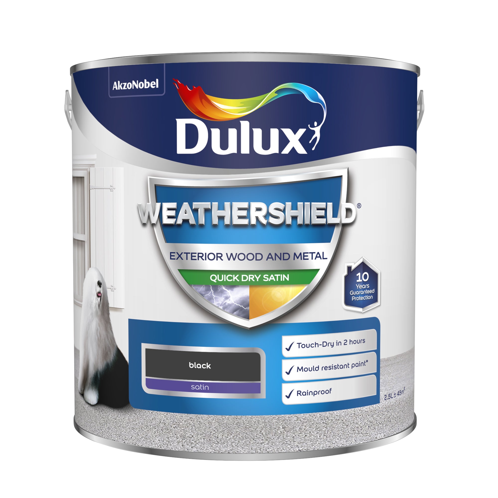 Dulux Weathershield Quick Dry Satin Black 2.5L