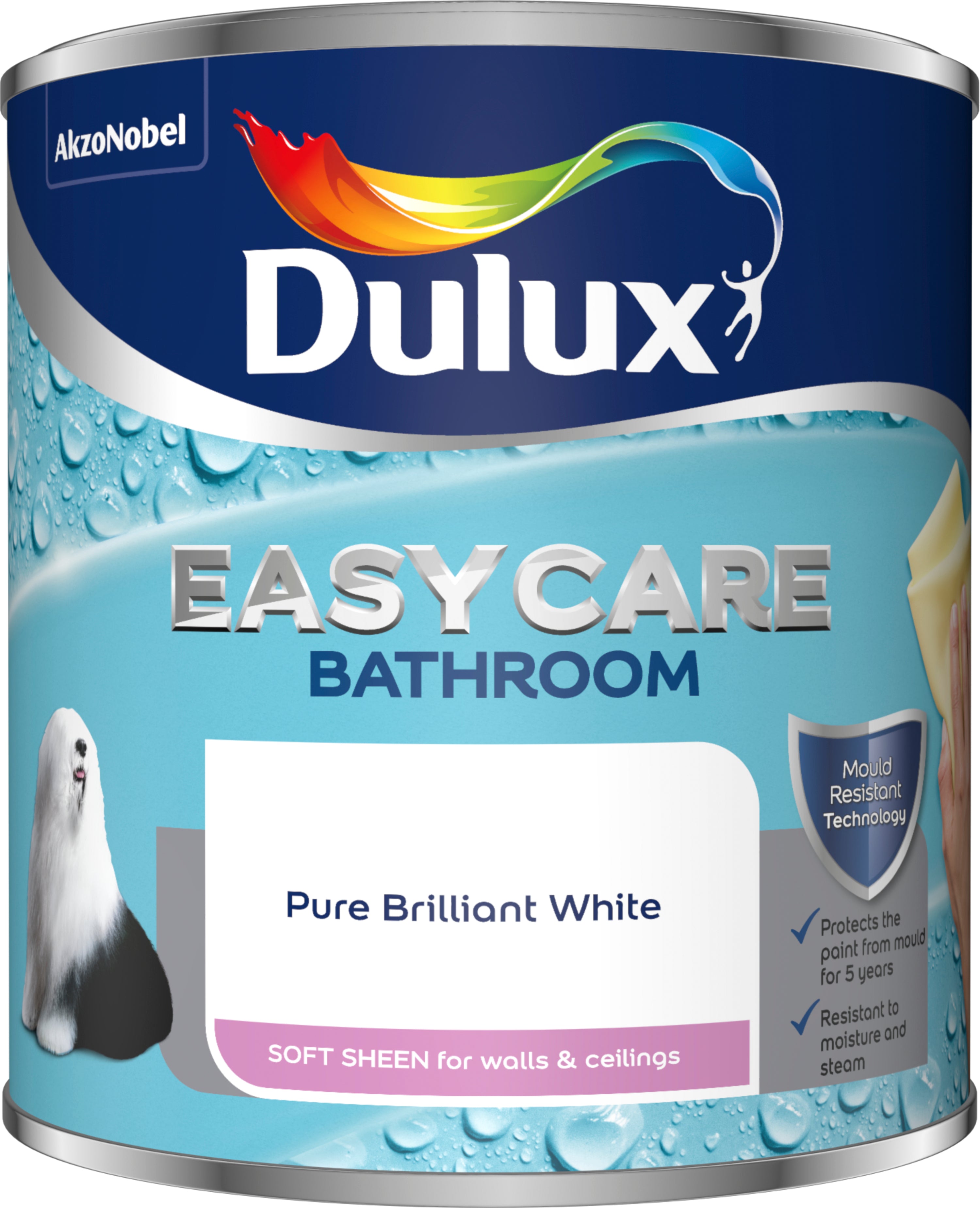 Dulux Easycare Bathroom Soft Sheen Pure Brilliant White 1L