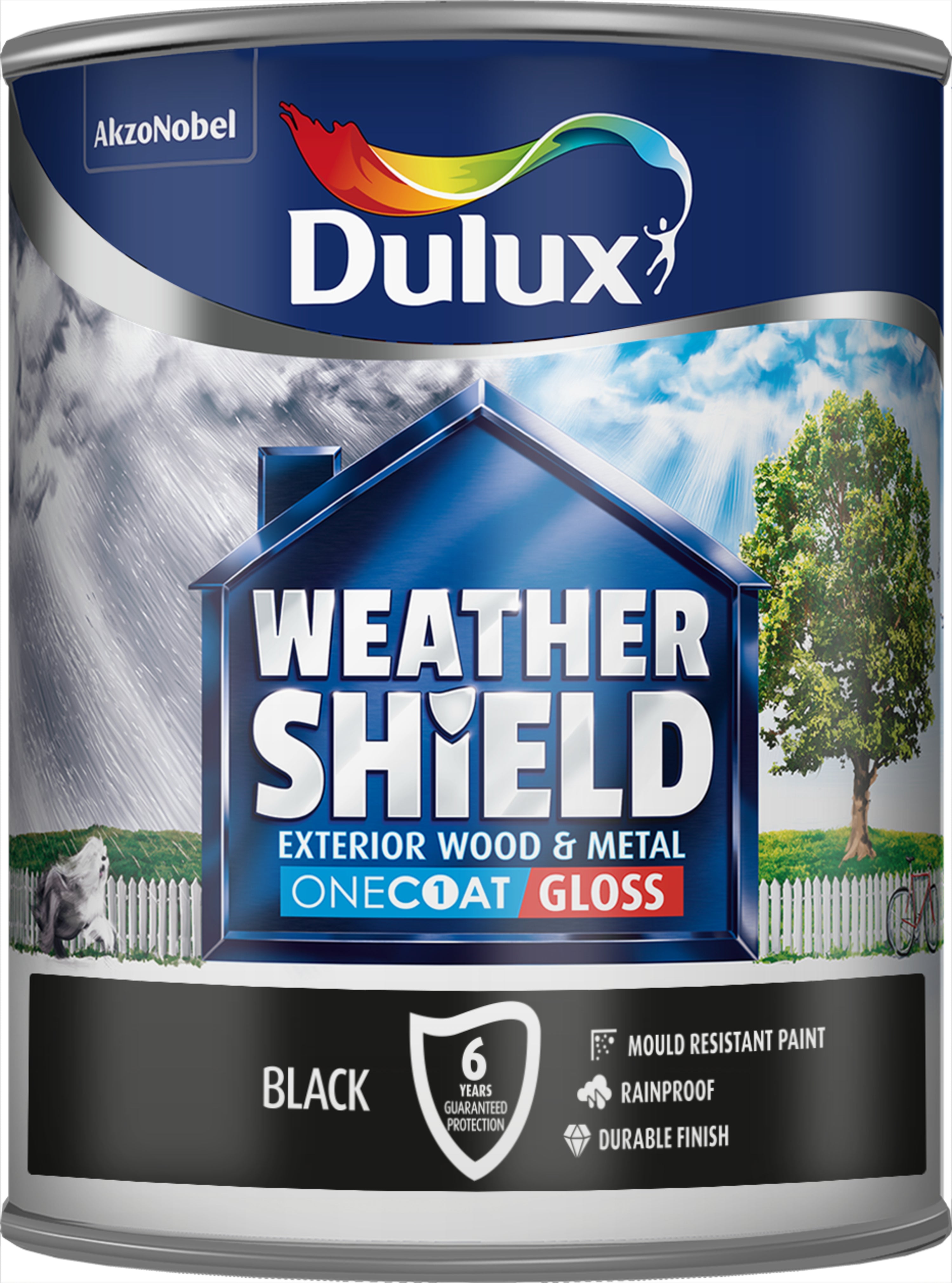 Dulux Weathershield 1 Coat Gloss Black 750ml