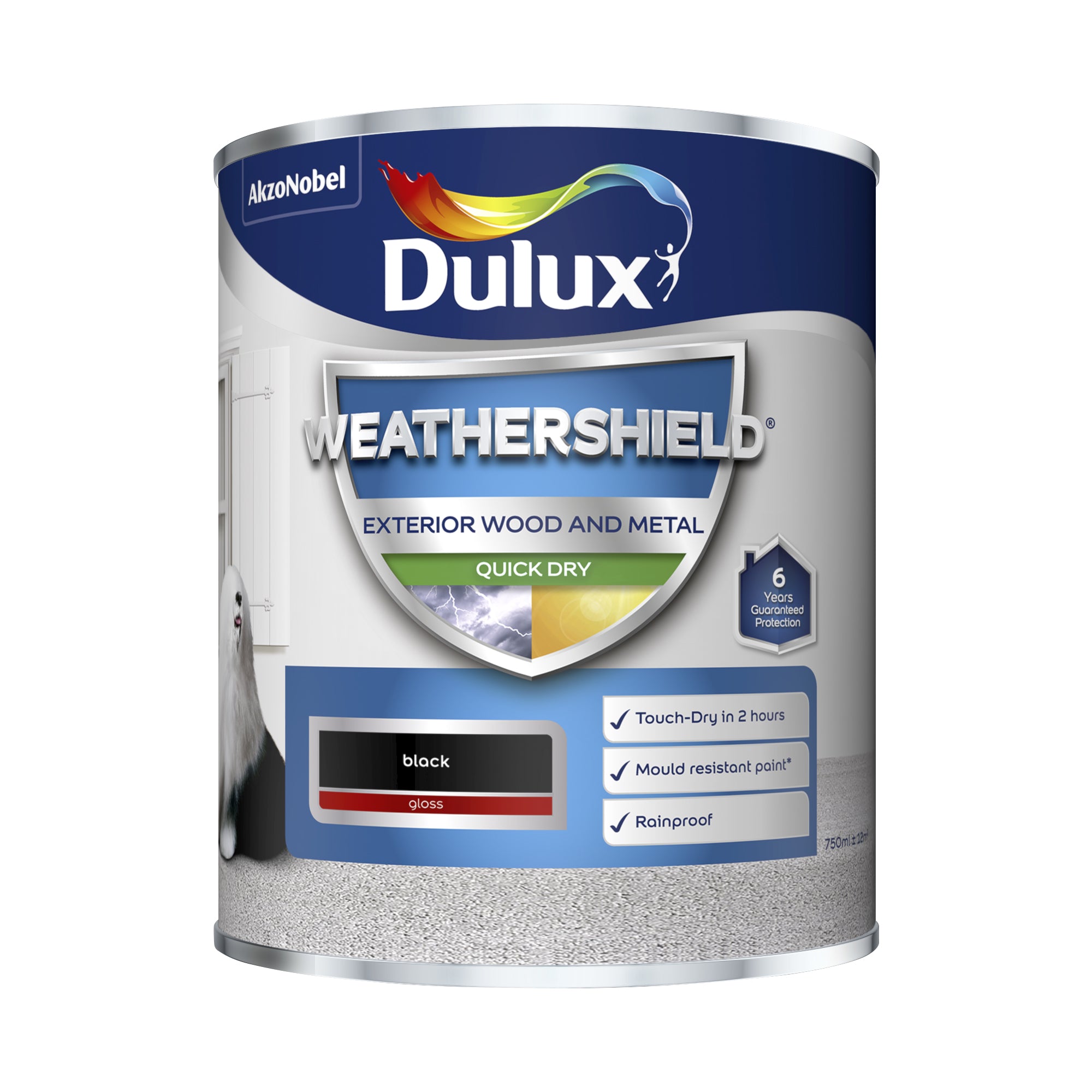 Dulux Weathershield Quick Dry Gloss Black 750ml