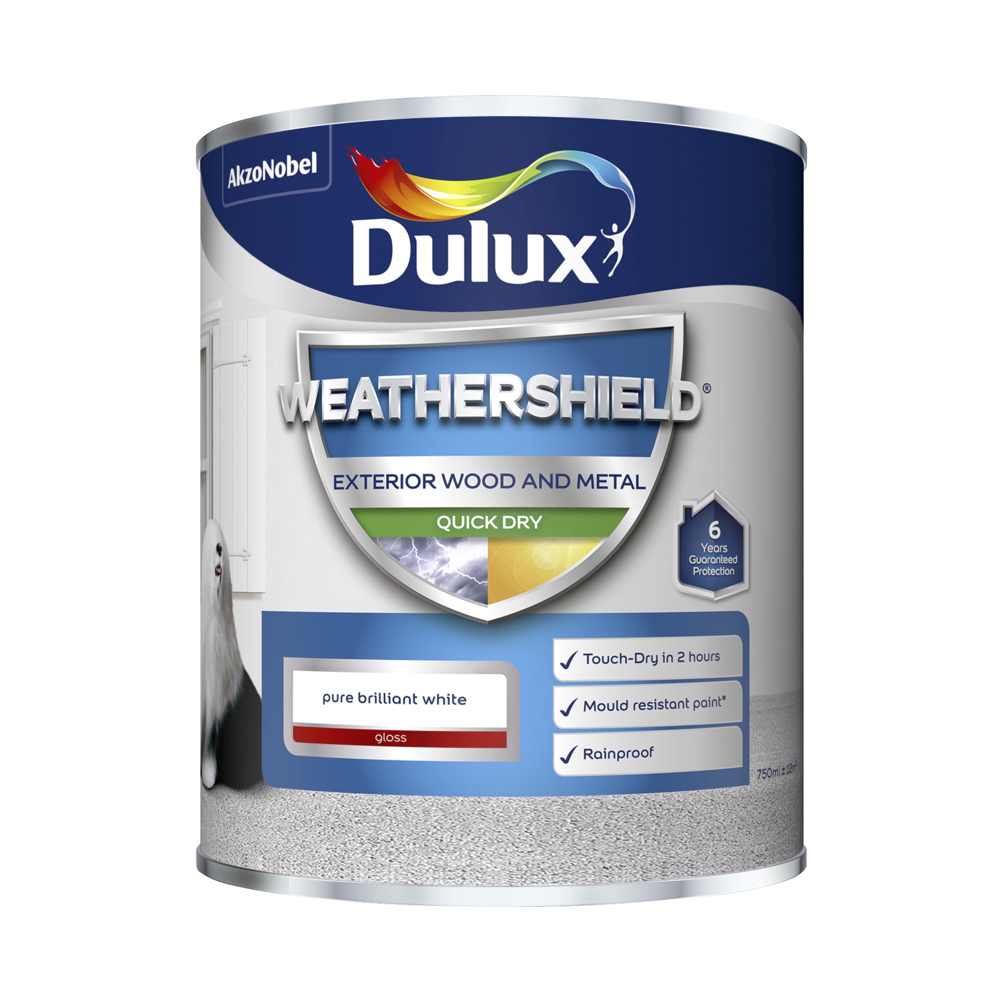 Dulux Weathershield Quick Dry Gloss Pure Brilliant White 750ml
