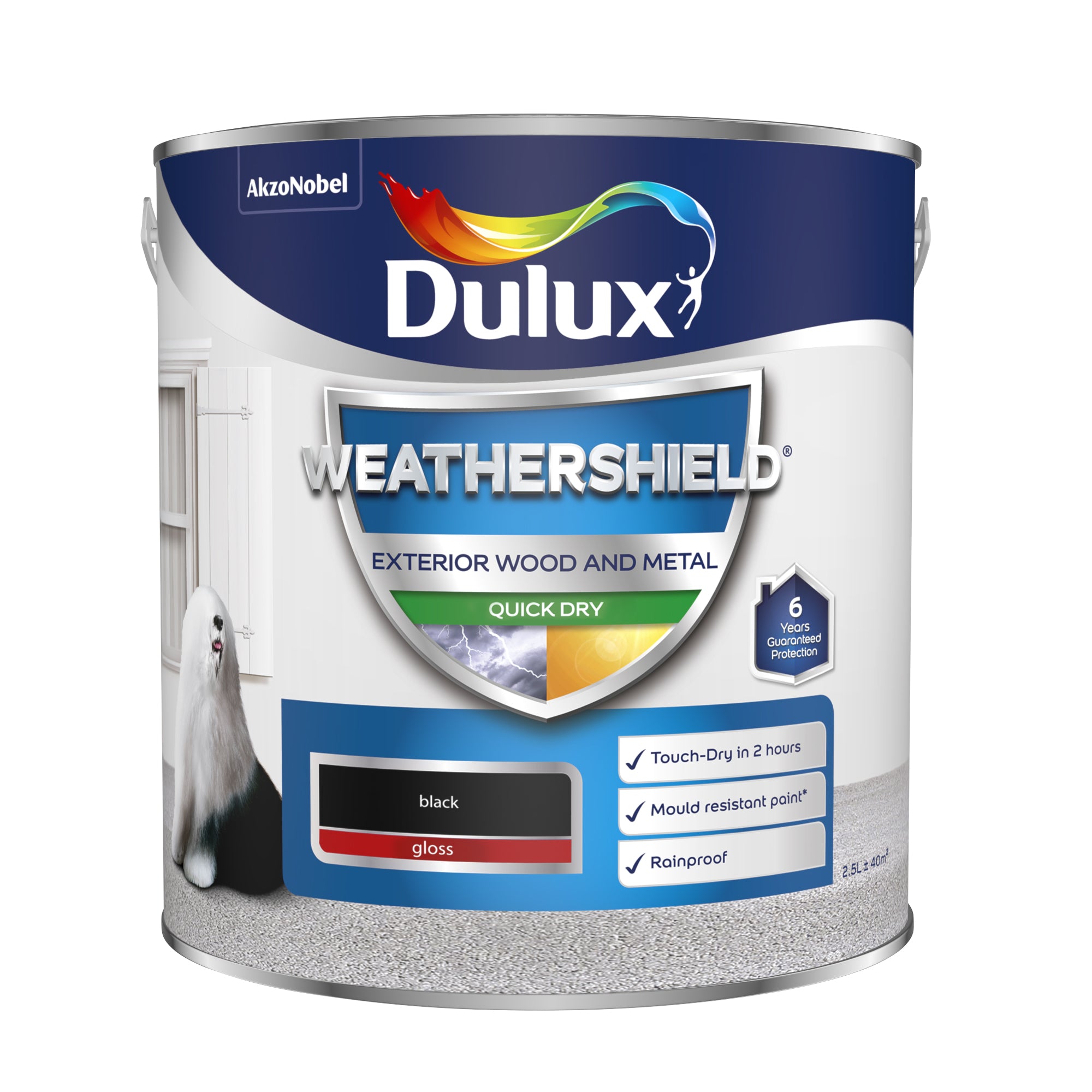 Dulux Weathershield Quick Dry Gloss Black 2.5L