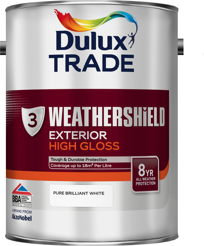 Dulux Trade Weathershield Exterior Gloss Pure Brilliant White 5L
