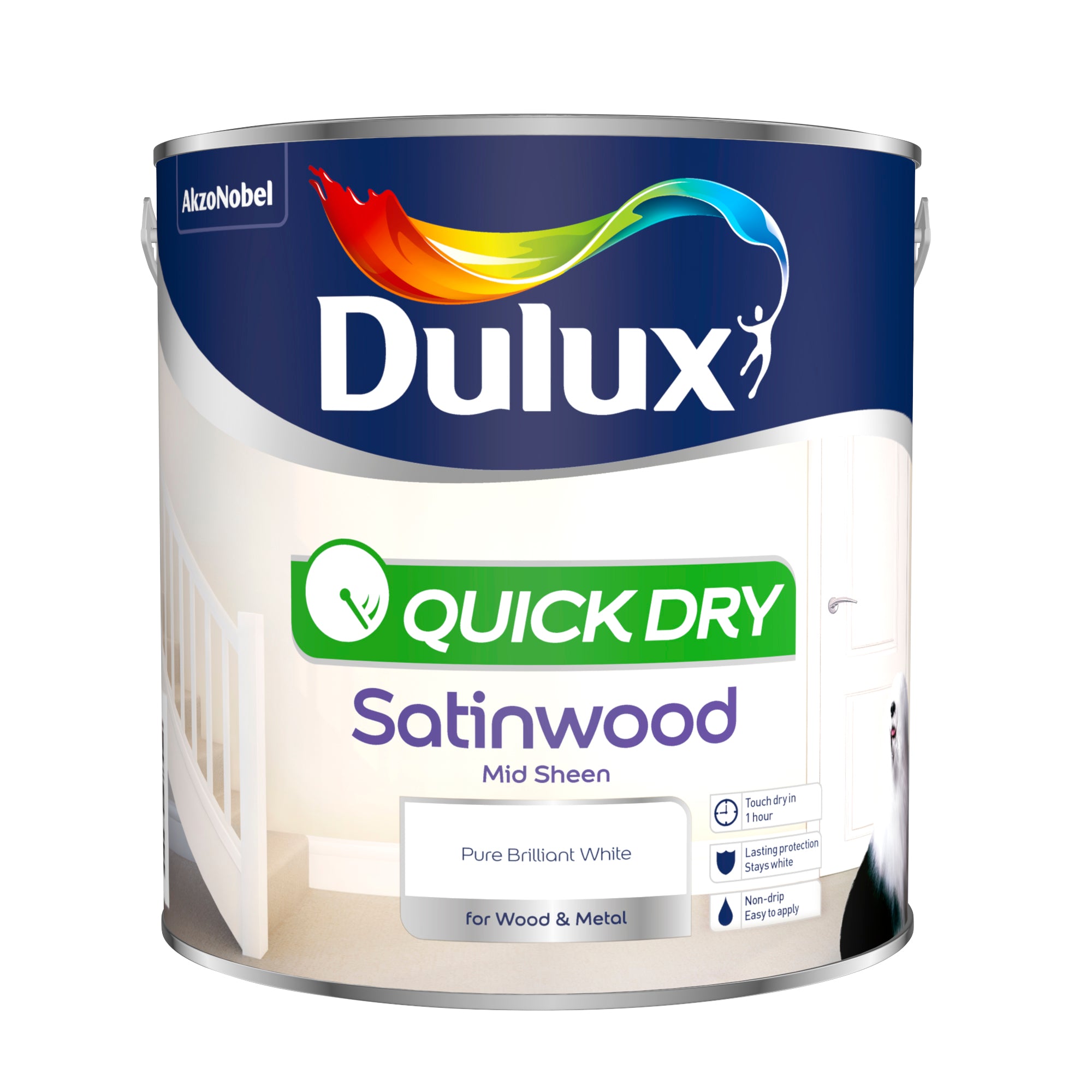 Dulux Quick Dry Satinwood Pure Brilliant White 2.5L