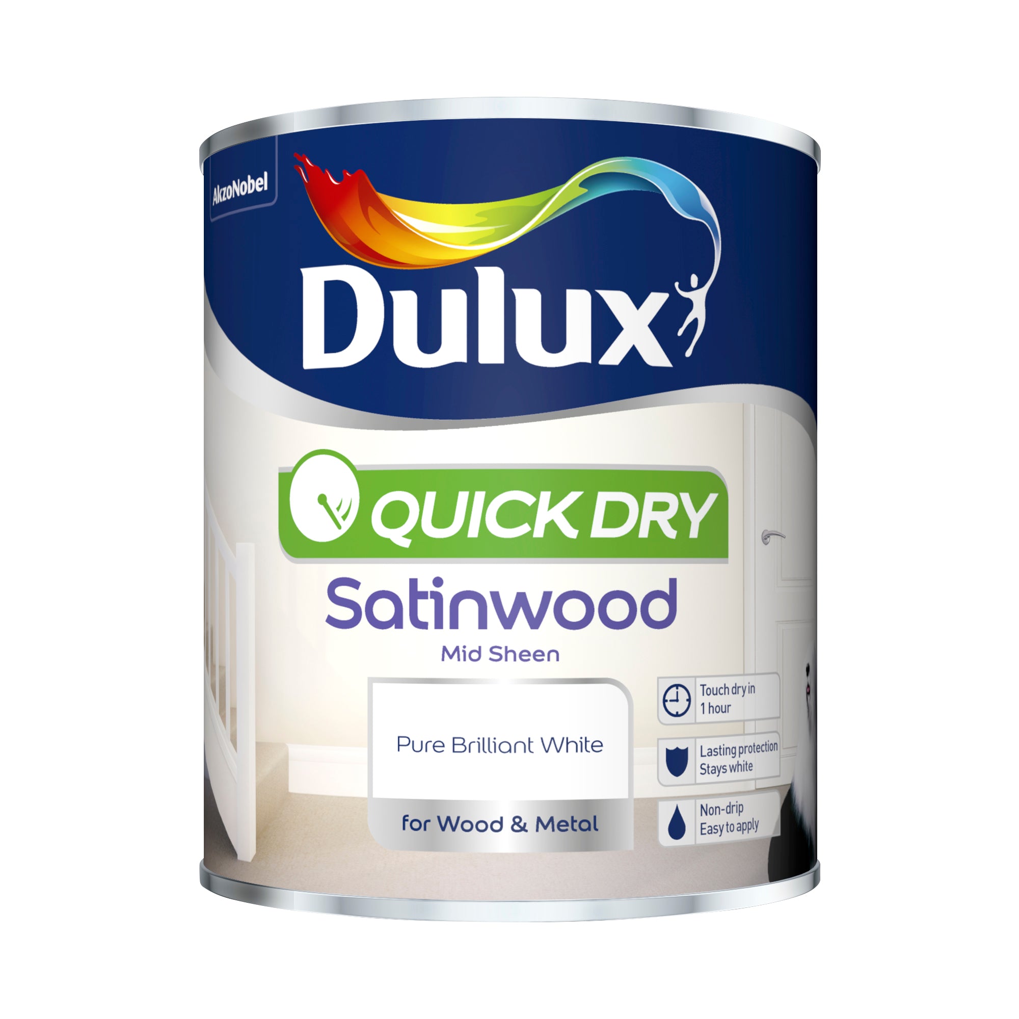 Dulux Quick Dry Satinwood Pure Brilliant White 750ml