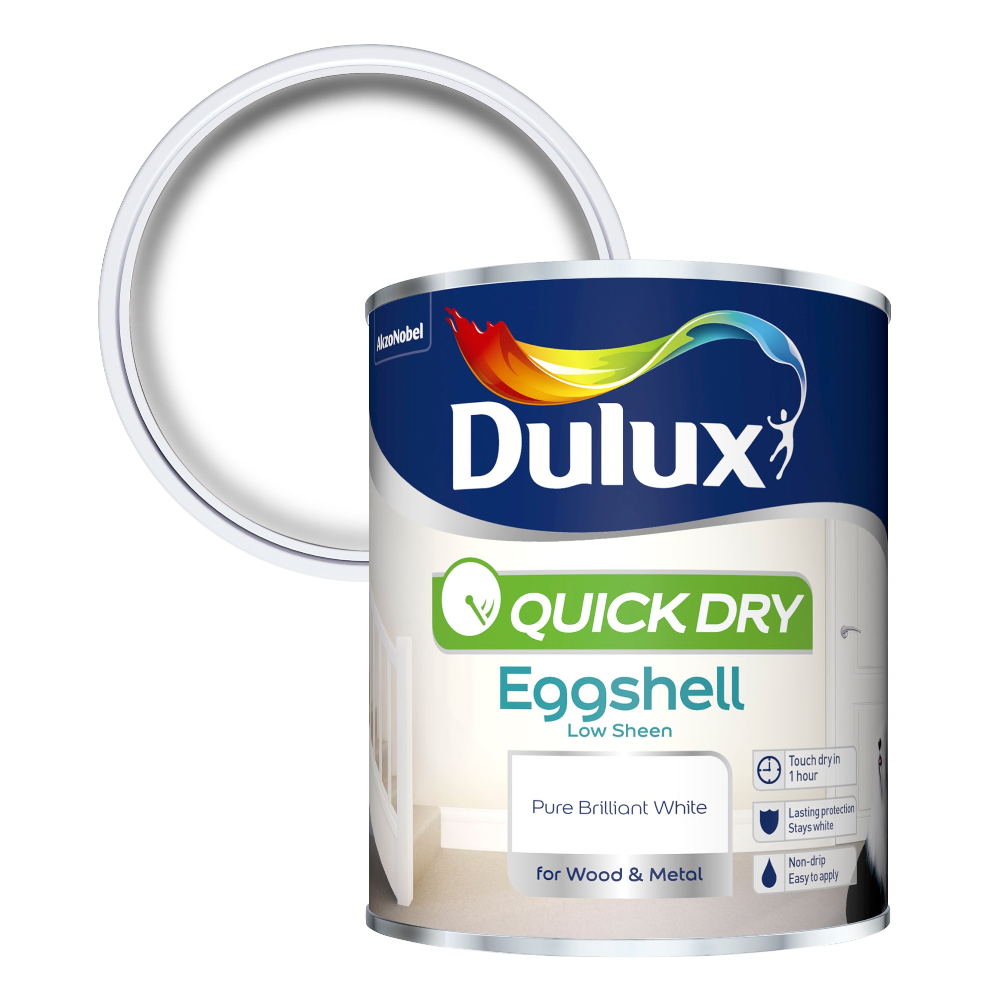 Dulux Quick Dry Eggshell Pure Brilliant White 750ml