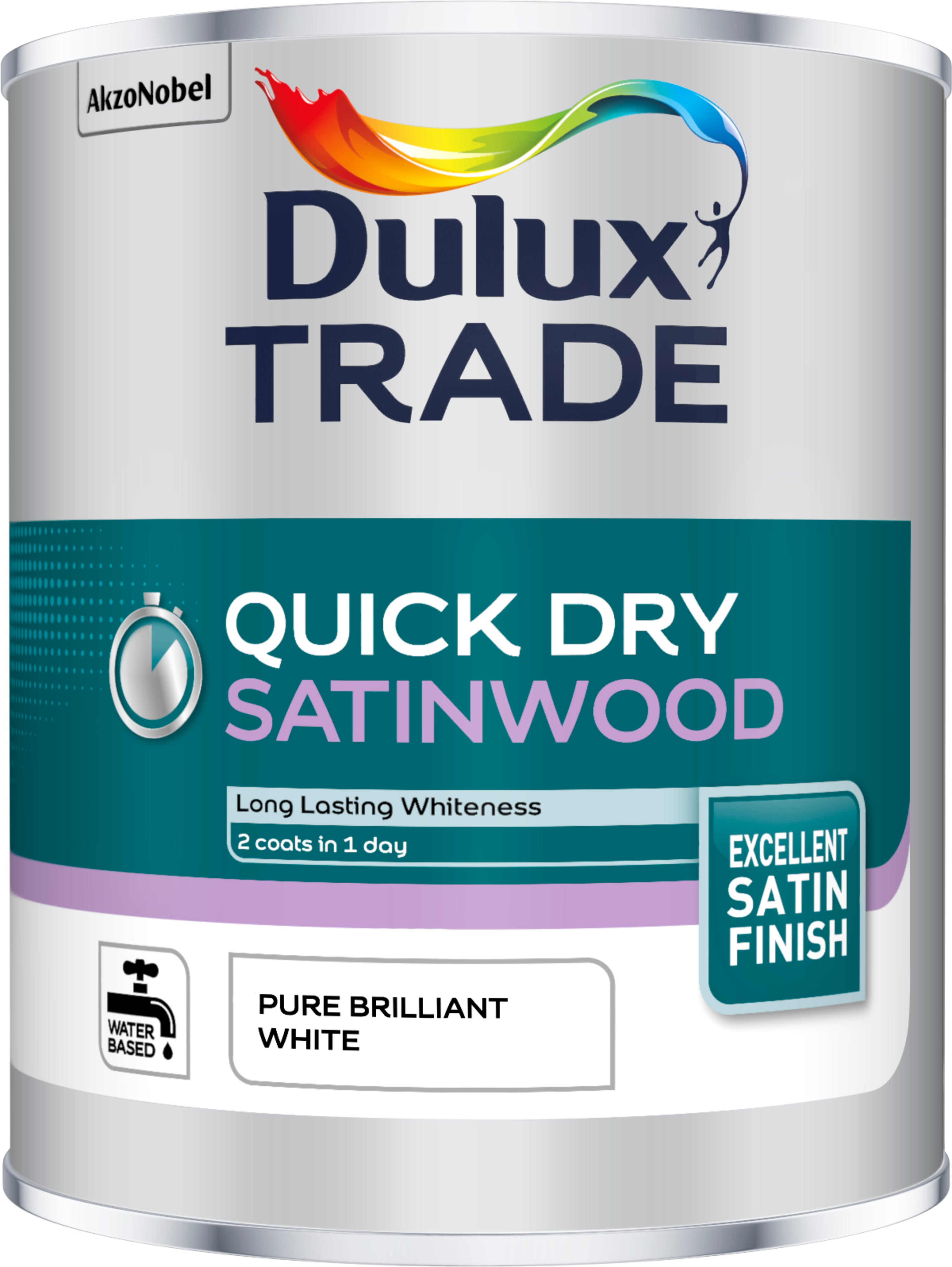 Dulux Trade Quick Drying Satinwood Pure Brilliant White 1L