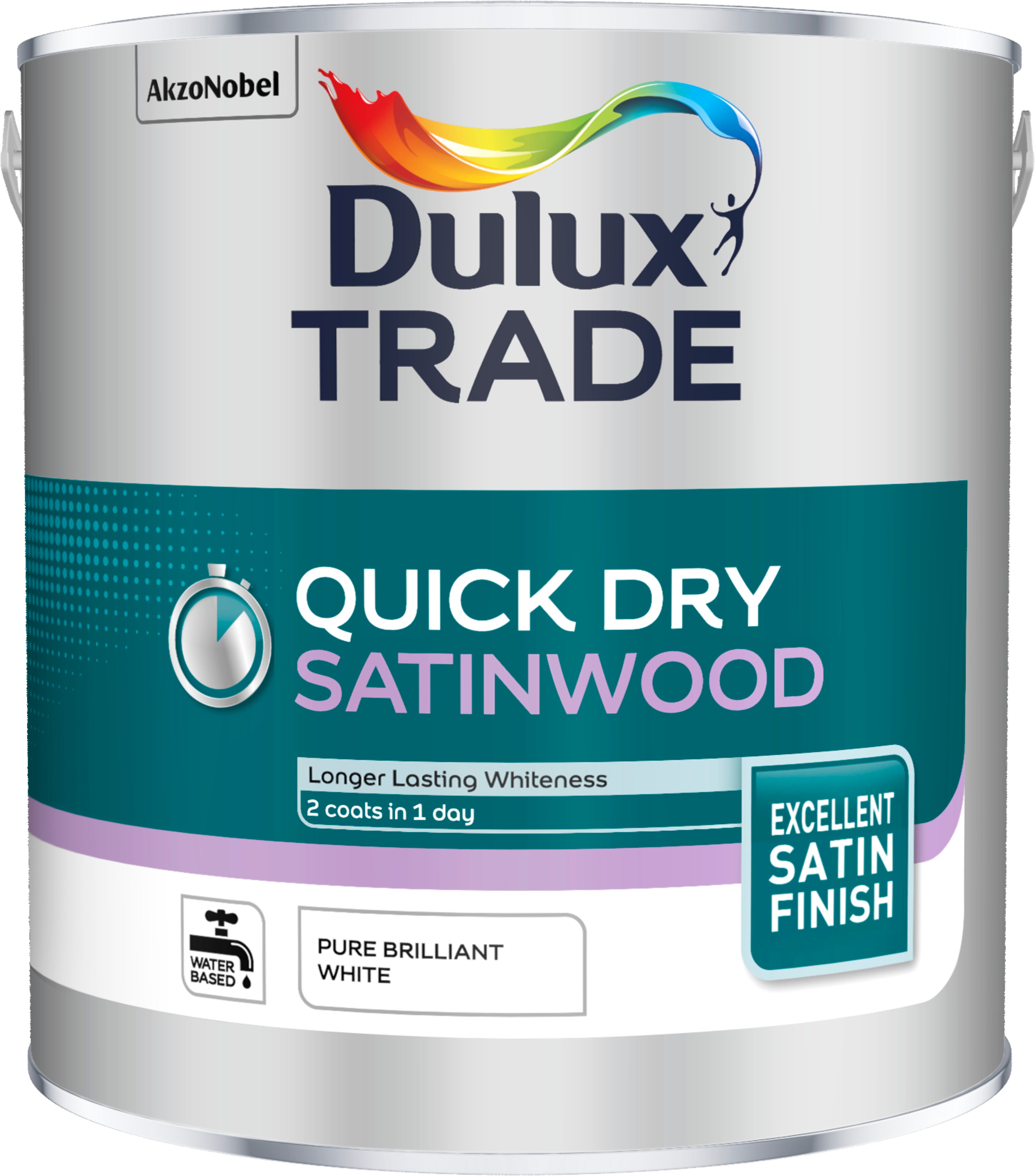 Dulux Trade Quick Drying Satinwood Pure Brilliant White 2.5L