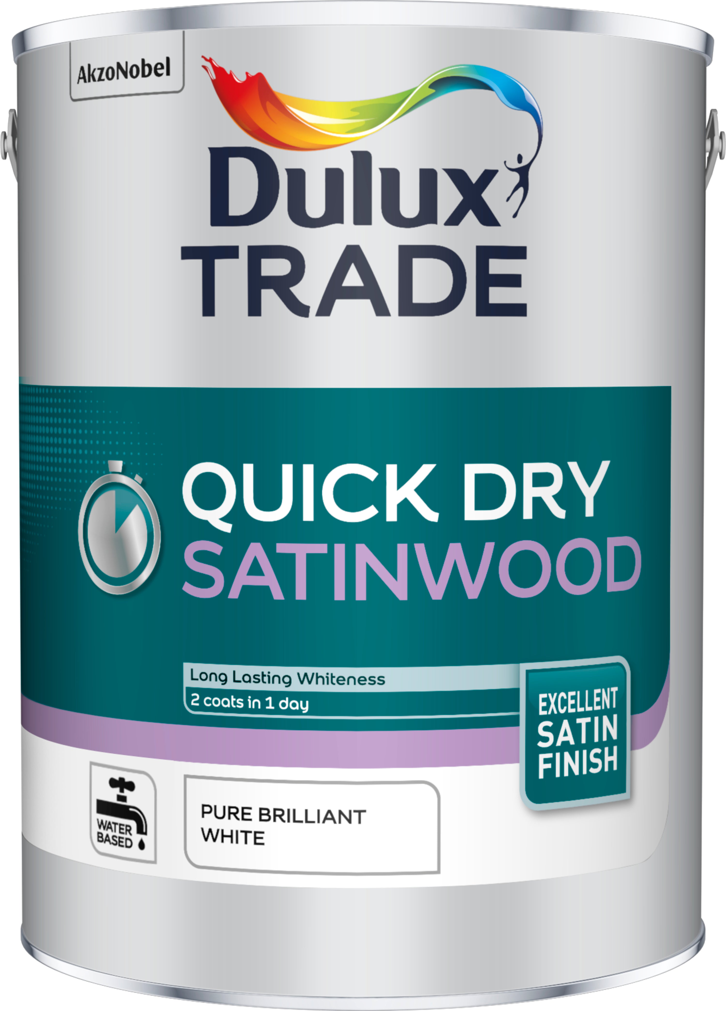 Dulux Trade Quick Drying Satinwood Pure Brilliant White 5L