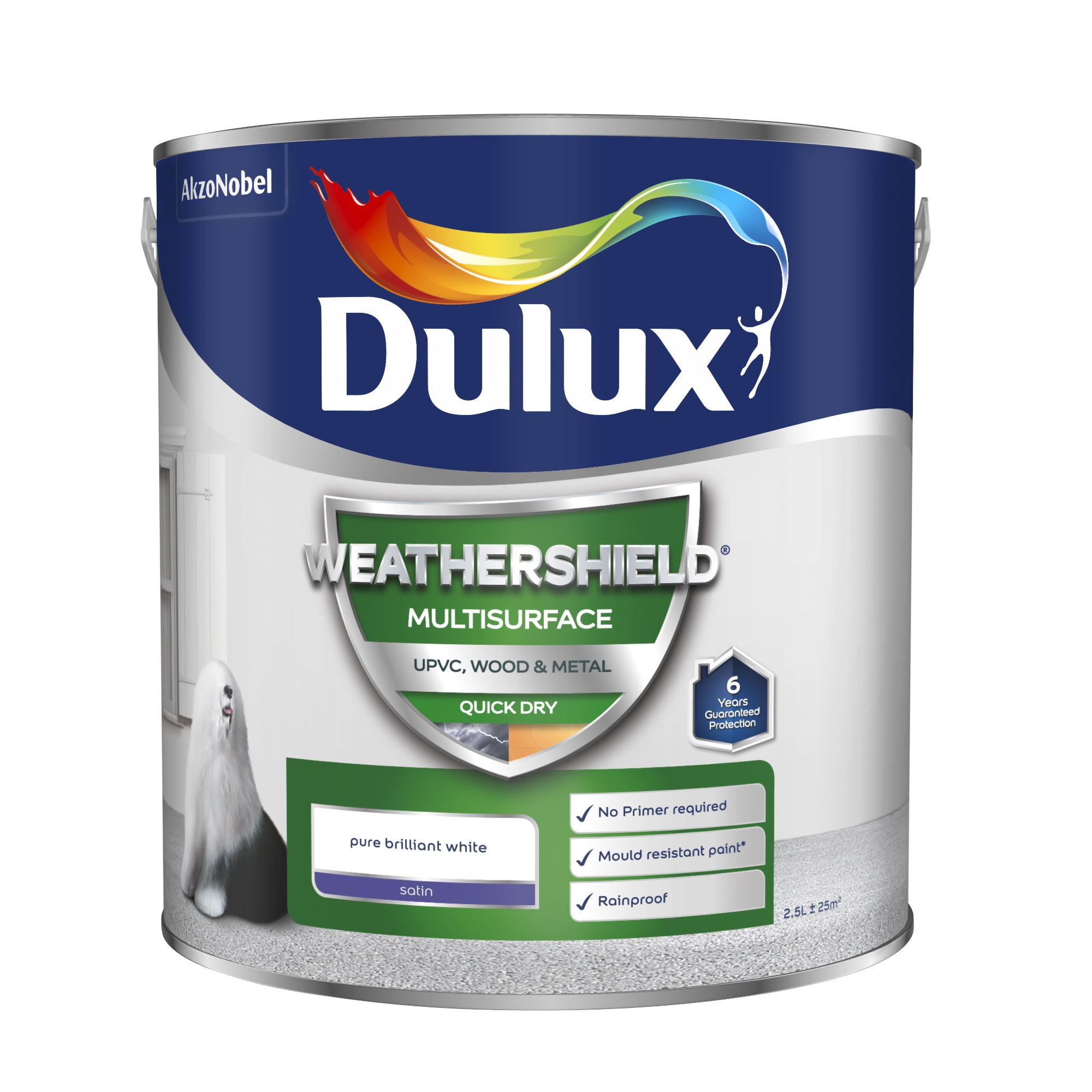 Dulux Weathershield Multi Surface Pure Brilliant White 2.5L