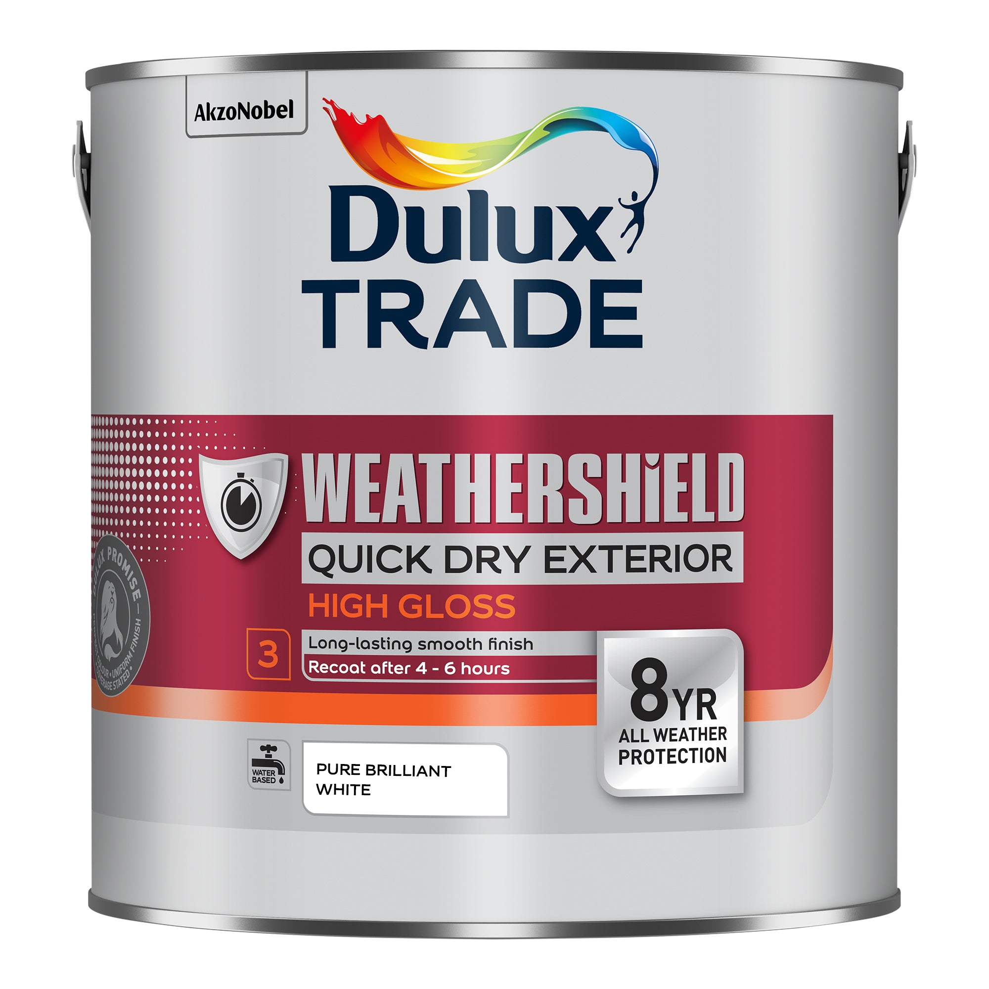 Dulux Trade Weathershield Quick Drying Exterior High Gloss Pure Brilliant White 2.5L