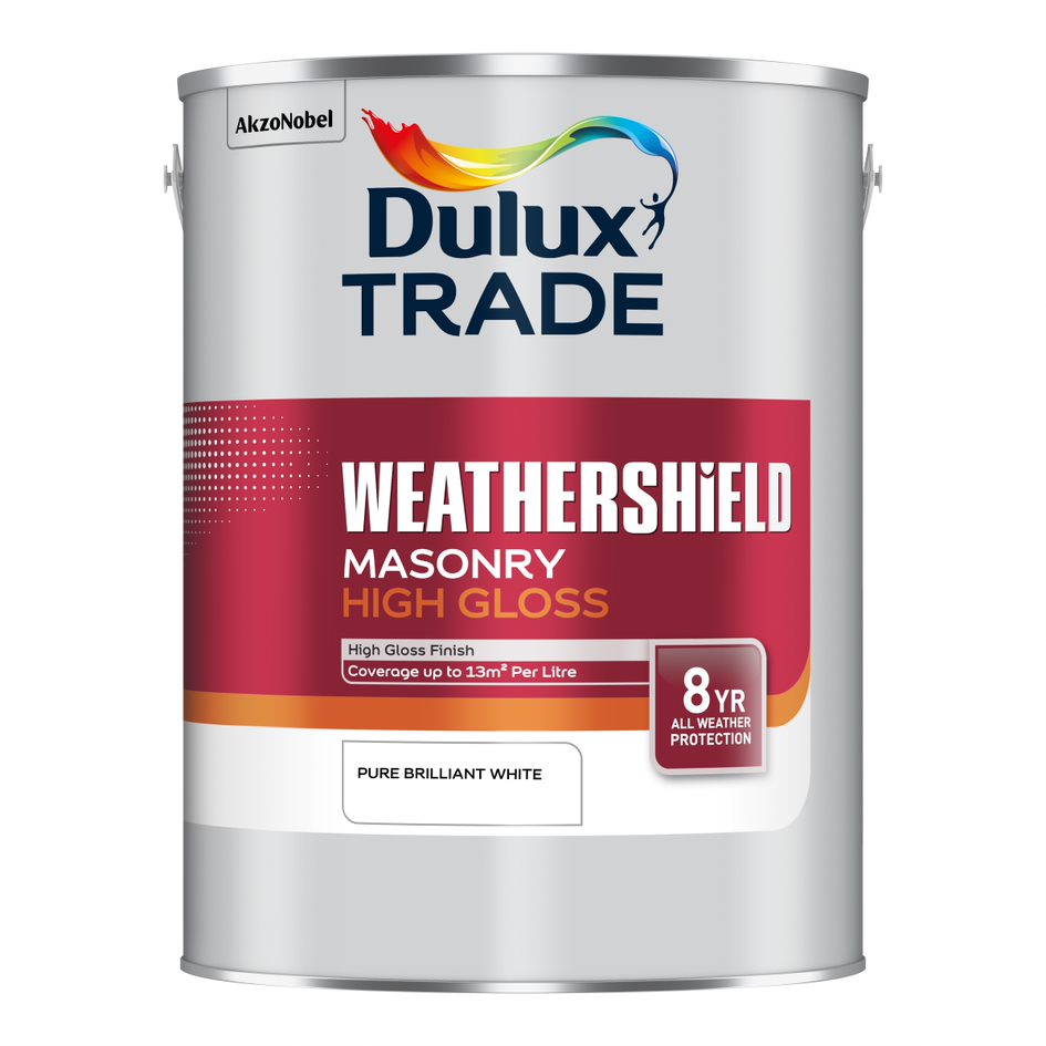 Dulux Trade Weathershield Masonry High Gloss Pure Brilliant White 5L