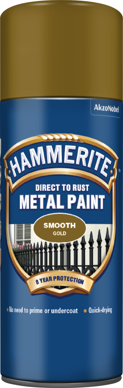 Hammerite Metal Paint Smooth Gold Aerosol 400ml