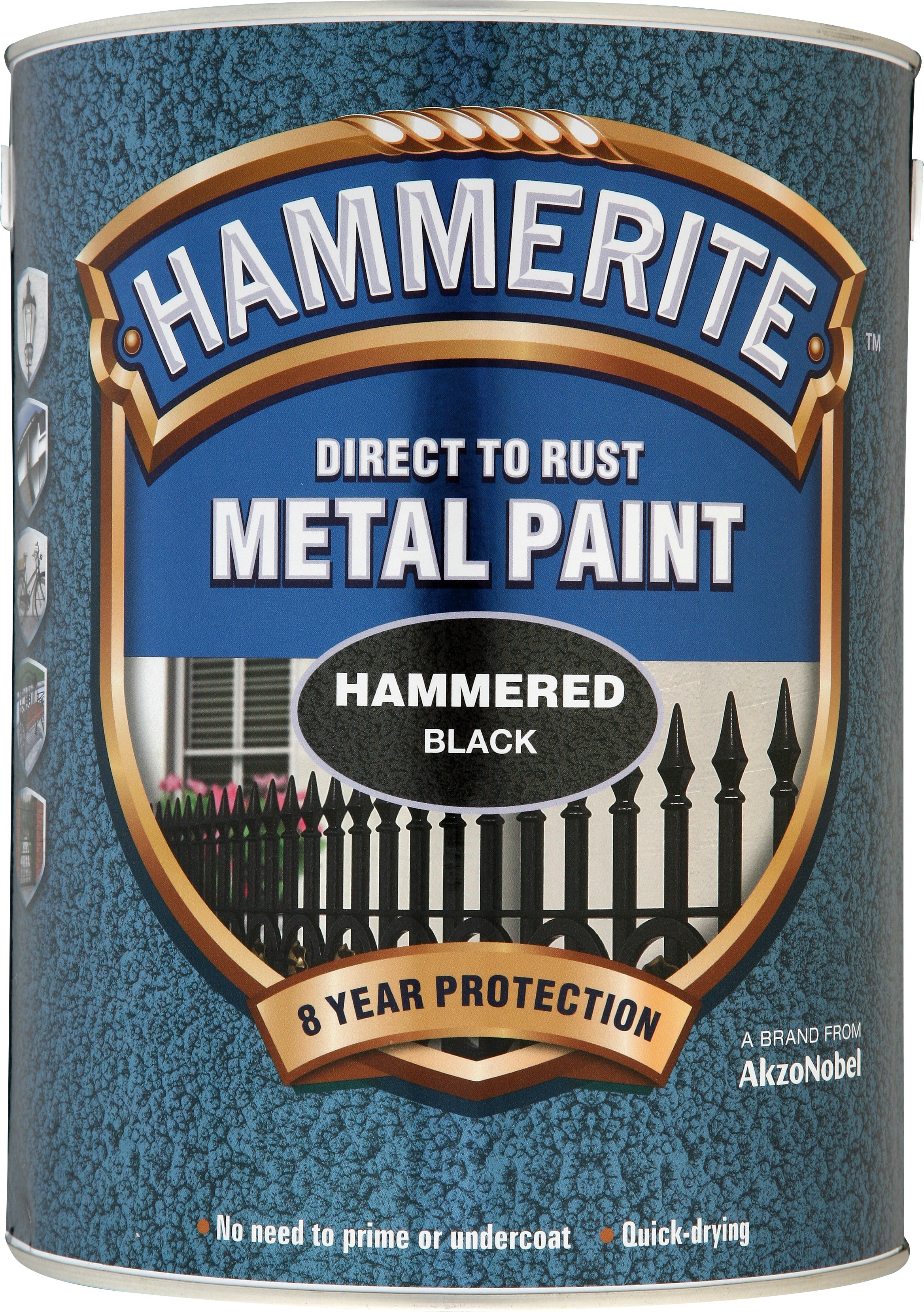 Hammerite Metal Paint Hammered Black 5L