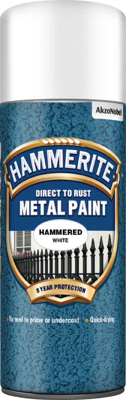 Hammerite Metal Paint Hammered White Aerosol 400ml