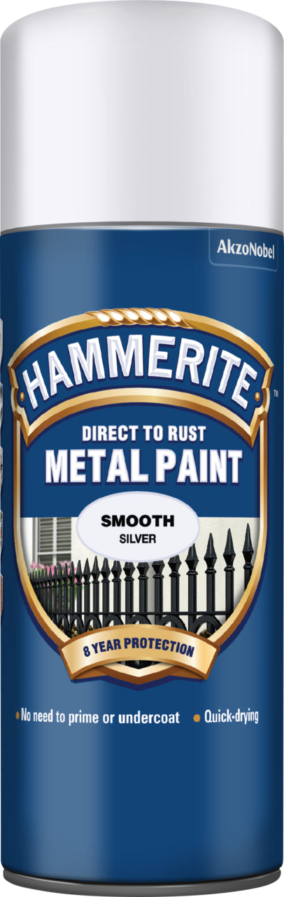 Hammerite Metal Paint Smooth Silver Aerosol 400ml