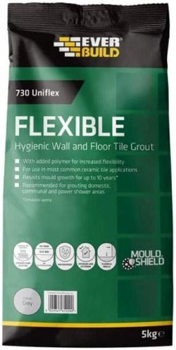 Everbuild 730 Flexible Hygienic Wall & Floor Tile Grout Grey 5KG