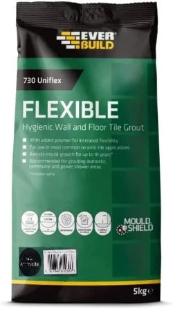 Everbuild 730 Flexible Hygienic Wall & Floor Tile Grout Anthracite 5KG