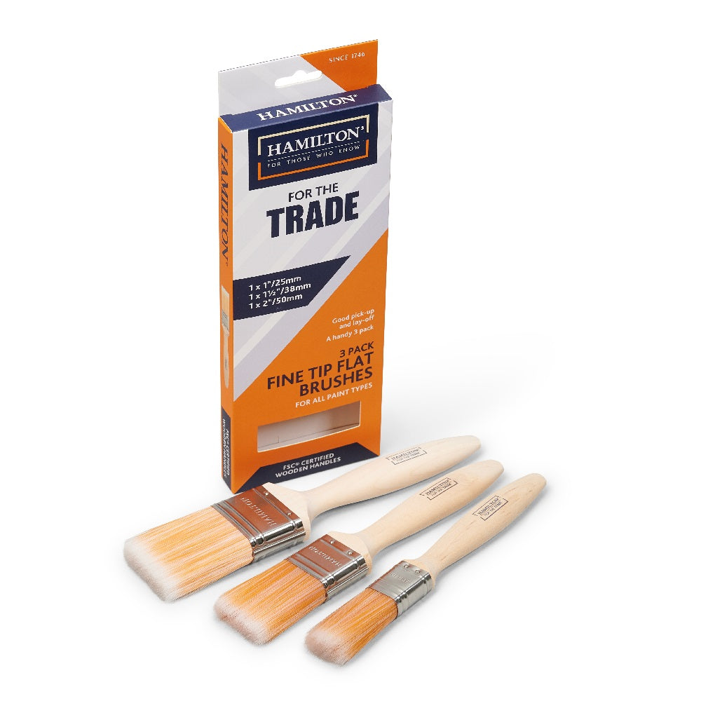 Hamilton For The Trade Fine Tip Flat Brush (3PK)