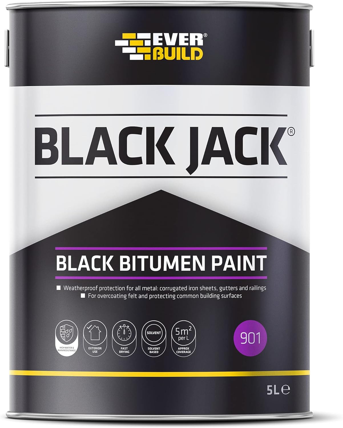 Everbuild 901 Black Bitumen Paint 5L