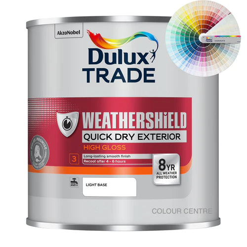 Dulux Trade Weathershield Quick Drying Exterior High Gloss Tinted Colour 1L