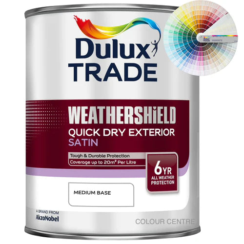Dulux Trade Weathershield Quick Drying Exterior Satin Tinted Colour 1L
