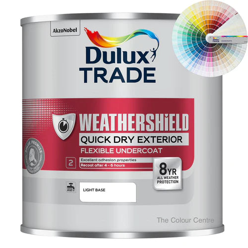 Dulux Trade Weathershield Quick Drying Exterior Flexible Undercoat Tinted Colour 1L
