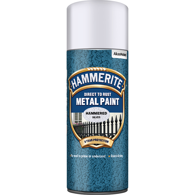 Hammerite Metal Paint Hammered Silver Aerosol 400ml