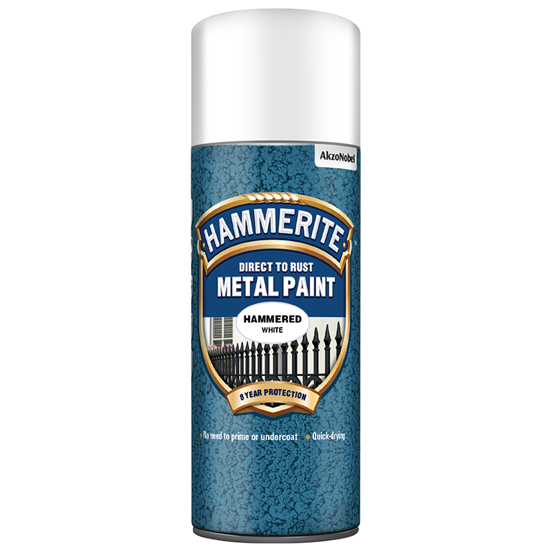 Hammerite Metal Paint Hammered White Aerosol 400ml