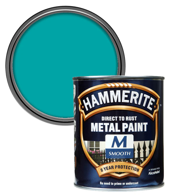 Hammerite Metal Paint Direct To Rust Smooth Sheer Aqua 750ml