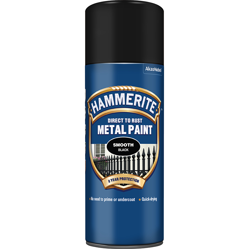 Hammerite Metal Paint Smooth Black Aerosol 400ml