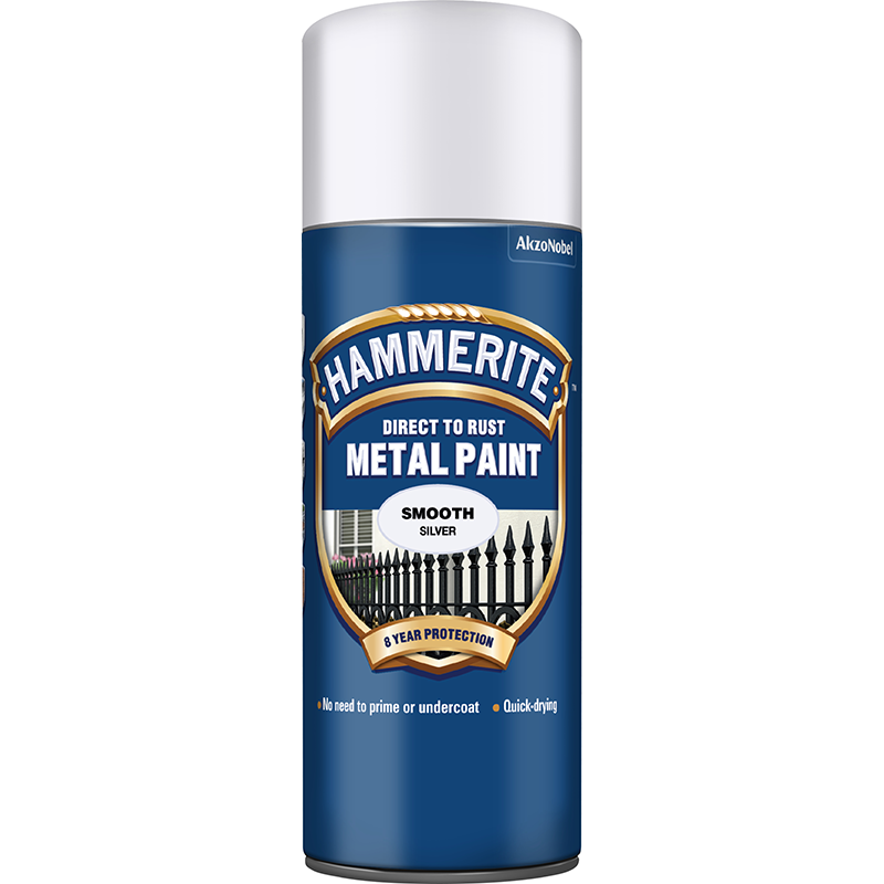 Hammerite Metal Paint Smooth Silver Aerosol 400ml