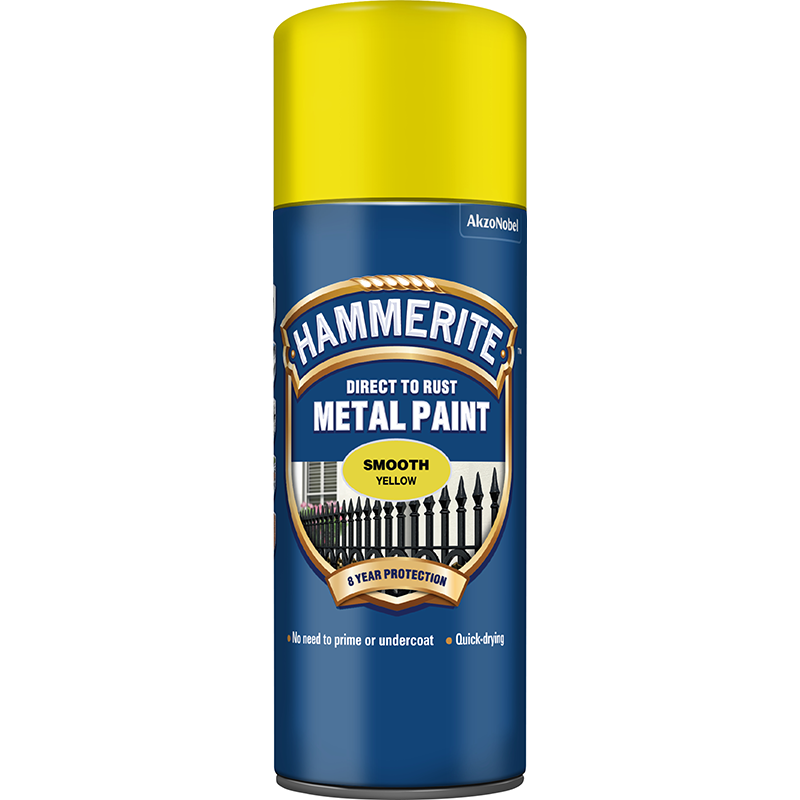 Hammerite Metal Paint Smooth Yellow Aerosol 400ml