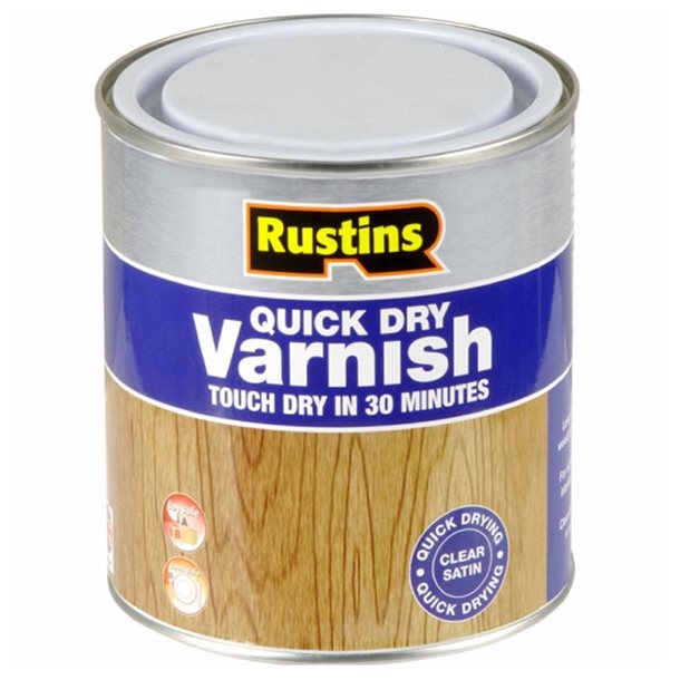 Rustins Quick Dry Varnish Clear Satin 250ml/500ml/1L/2.5L/5L