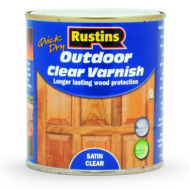Rustins Outdoor Varnish Clear Satin 250ml/500ml/1L/2.5L
