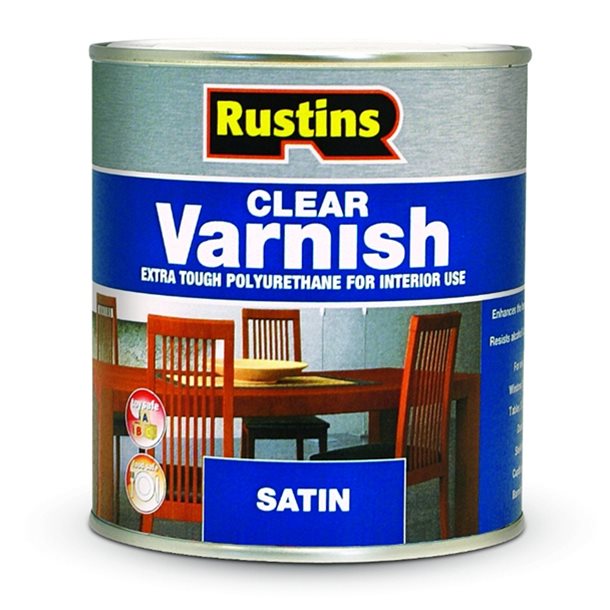 Rustins Polyurethane Clear Varnish Satin 250ml/500ml/1L/2.5L/5L
