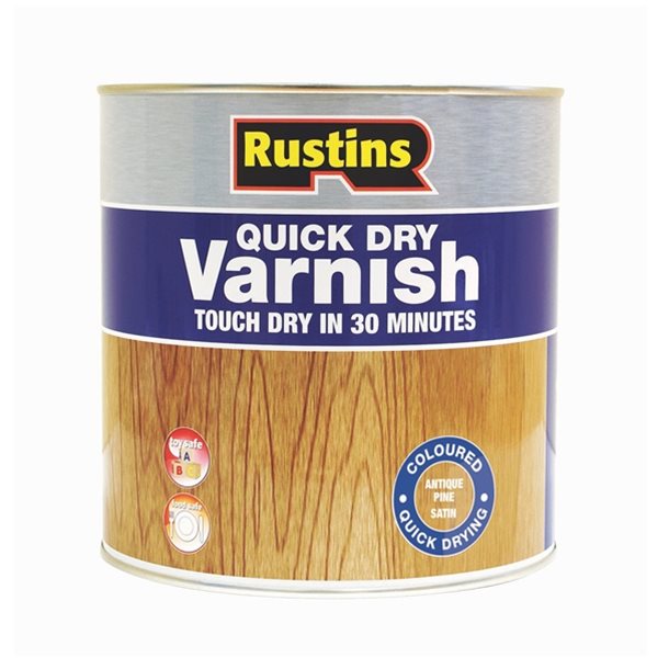 Rustins Quick Drying Varnish Satin Dark Oak 250ml/500ml/1L