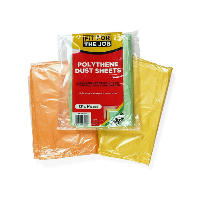 12 x 9ft Polythene Dust Sheets Coloured (Pack of 3)