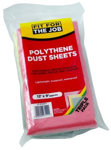 12 x 9ft Polythene Dust Sheets Coloured (Pack of 3)