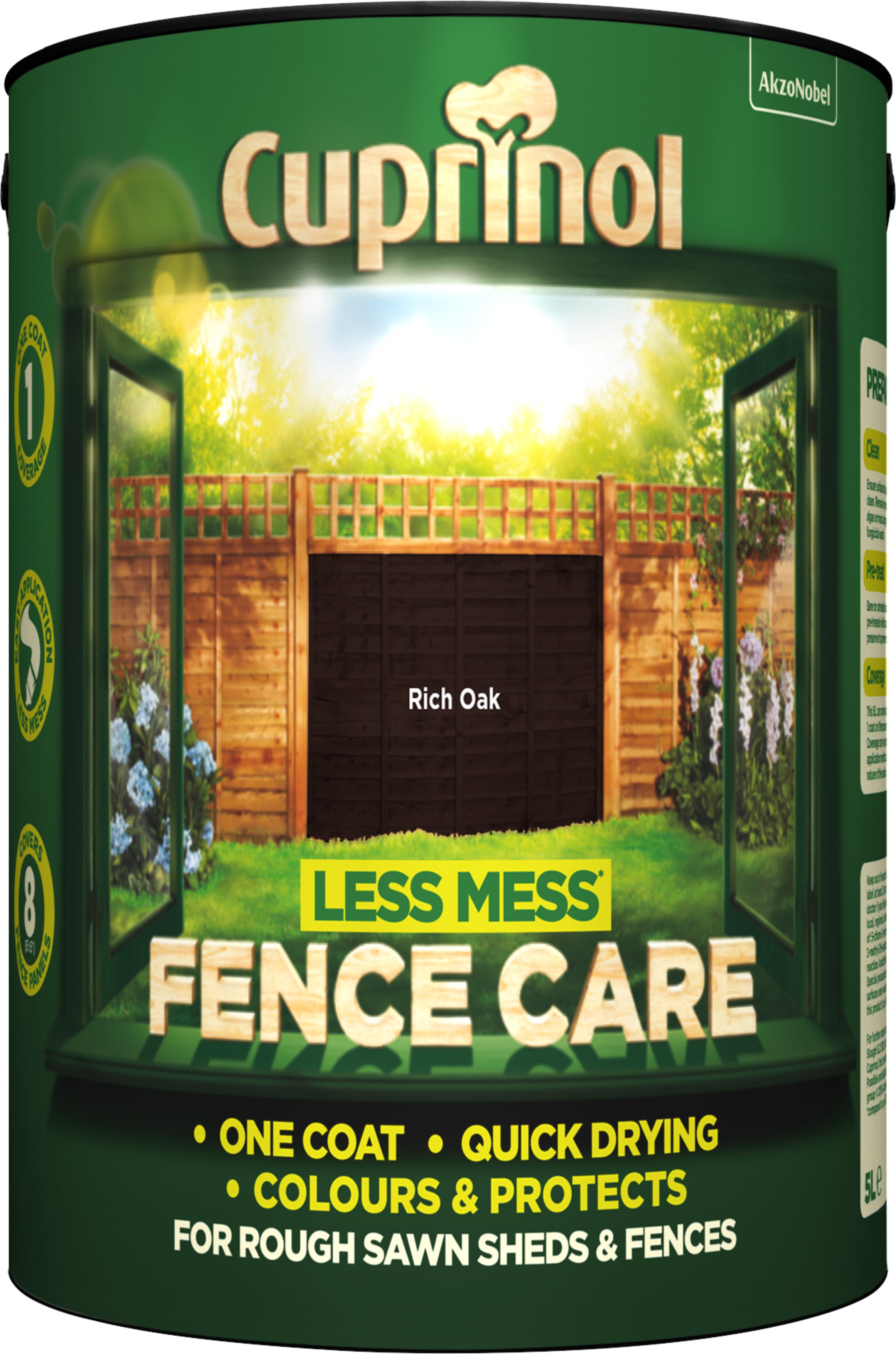 Cuprinol Less Mess Fence Care Rich Oak 5L