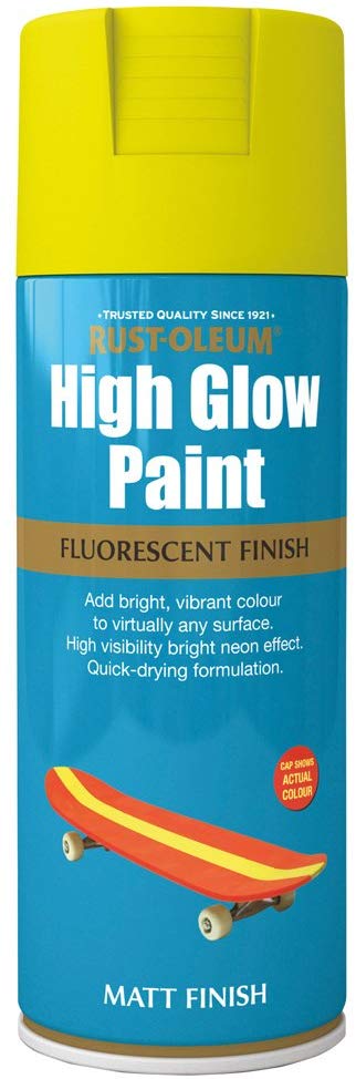 Rust-Oleum Fluorescent High Glow Neon Aerosol Spray Paint 400ml Matt Yellow/Red-Orange