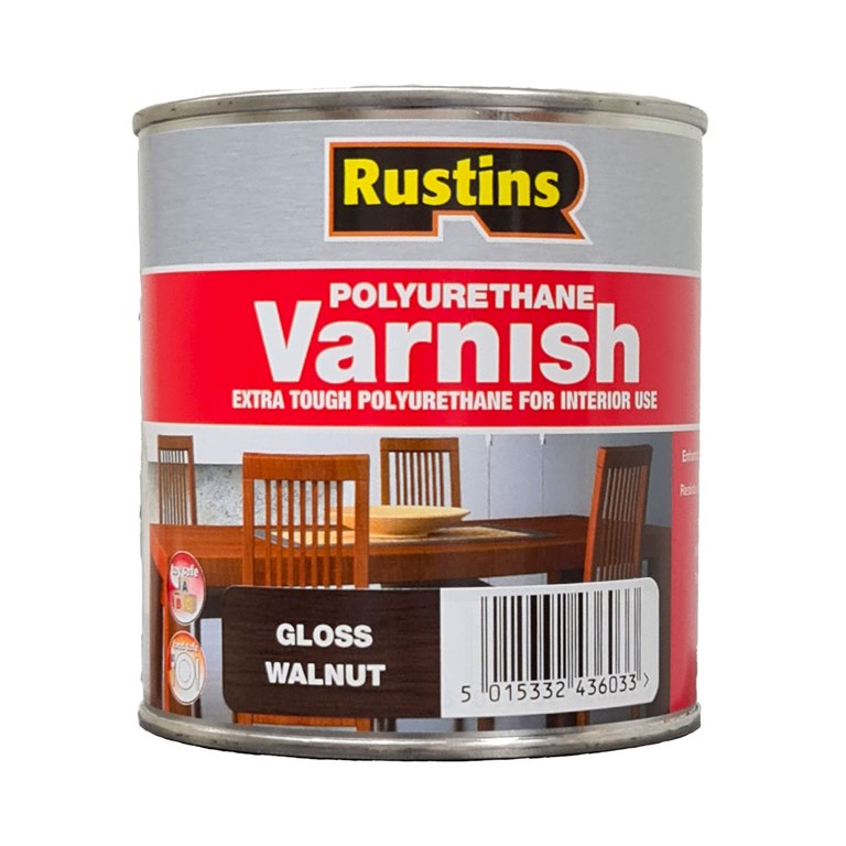 Rustins Polyurethane Coloured Varnish Gloss Walnut 250ml/500ml/1L